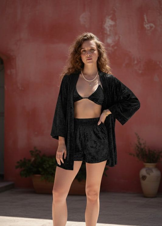 Luna Set Black Sparkle Shorts
