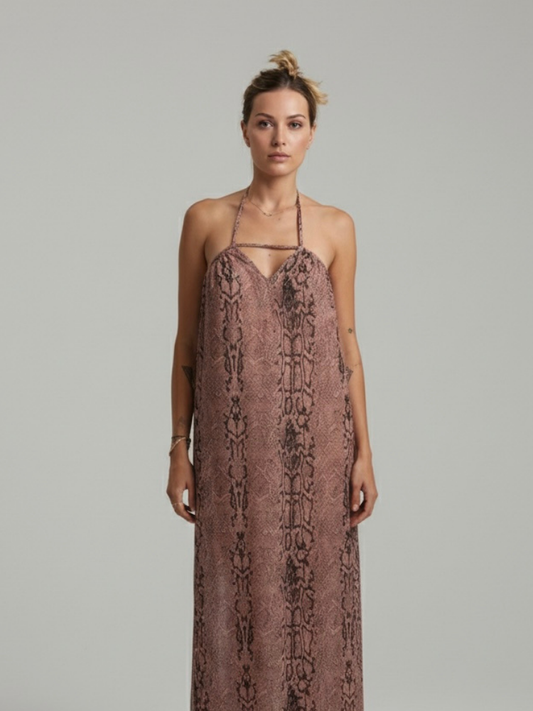 Aurea Dress Snakeskin Rose